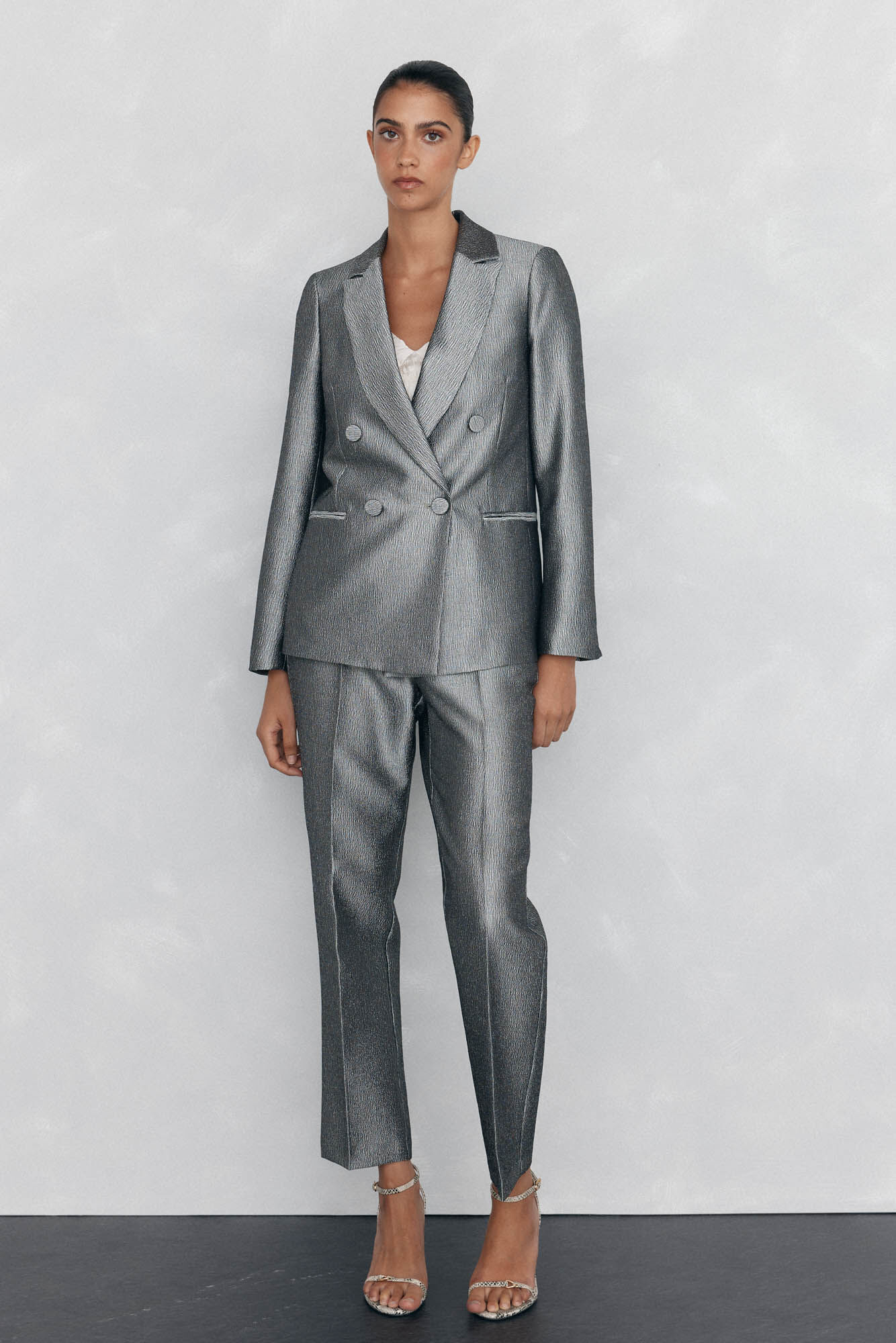 Pedro del Hierro Double-breasted fantasy blazer Grey