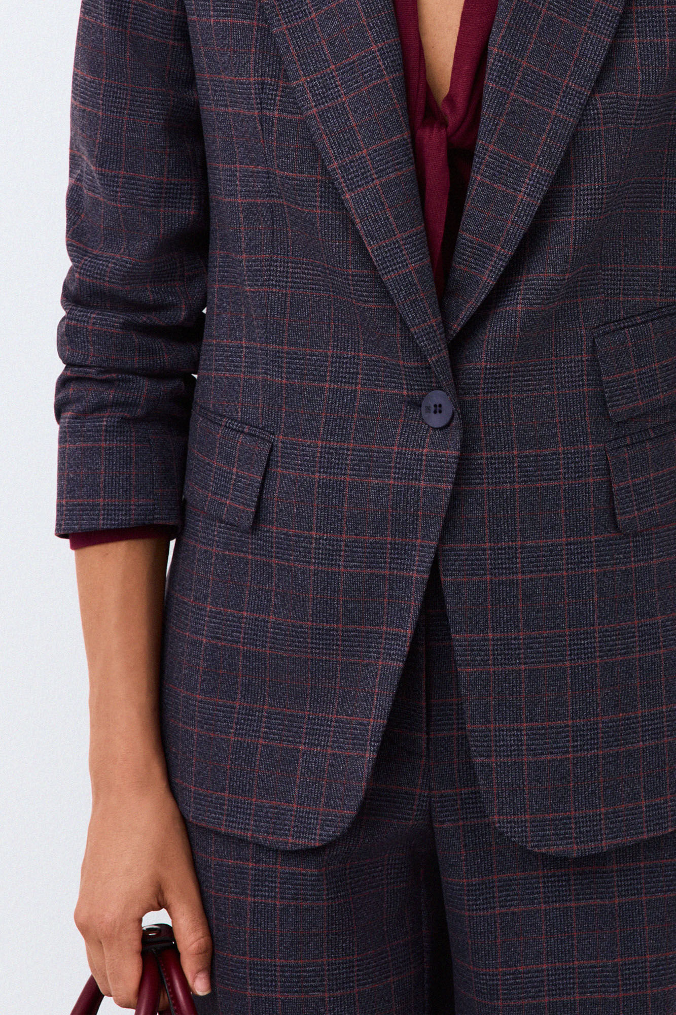 Pedro del Hierro Checked fitted blazer Blue