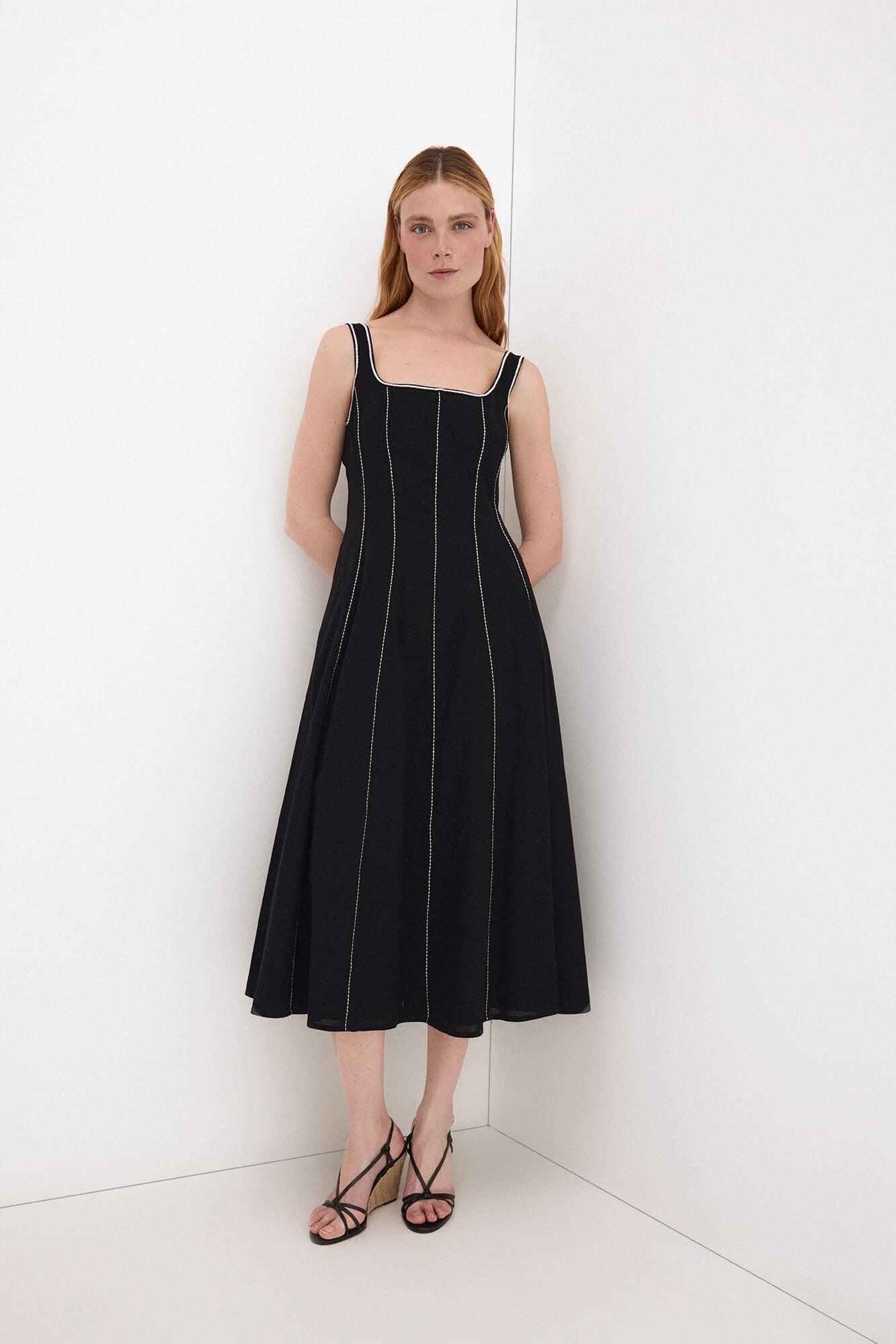 Pedro del Hierro Vestido midi com contrastes