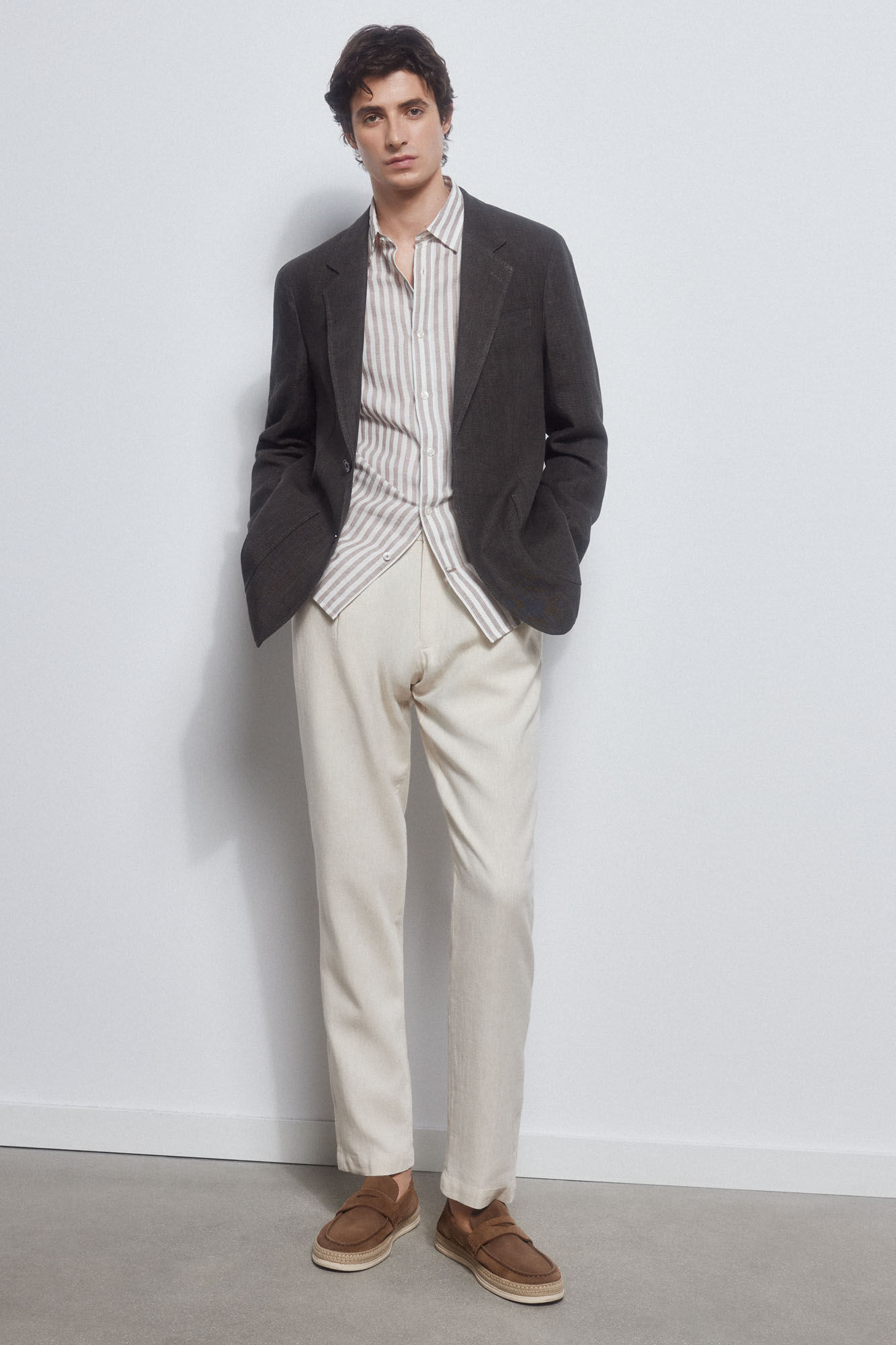 Pedro del Hierro Linen blazer Brown