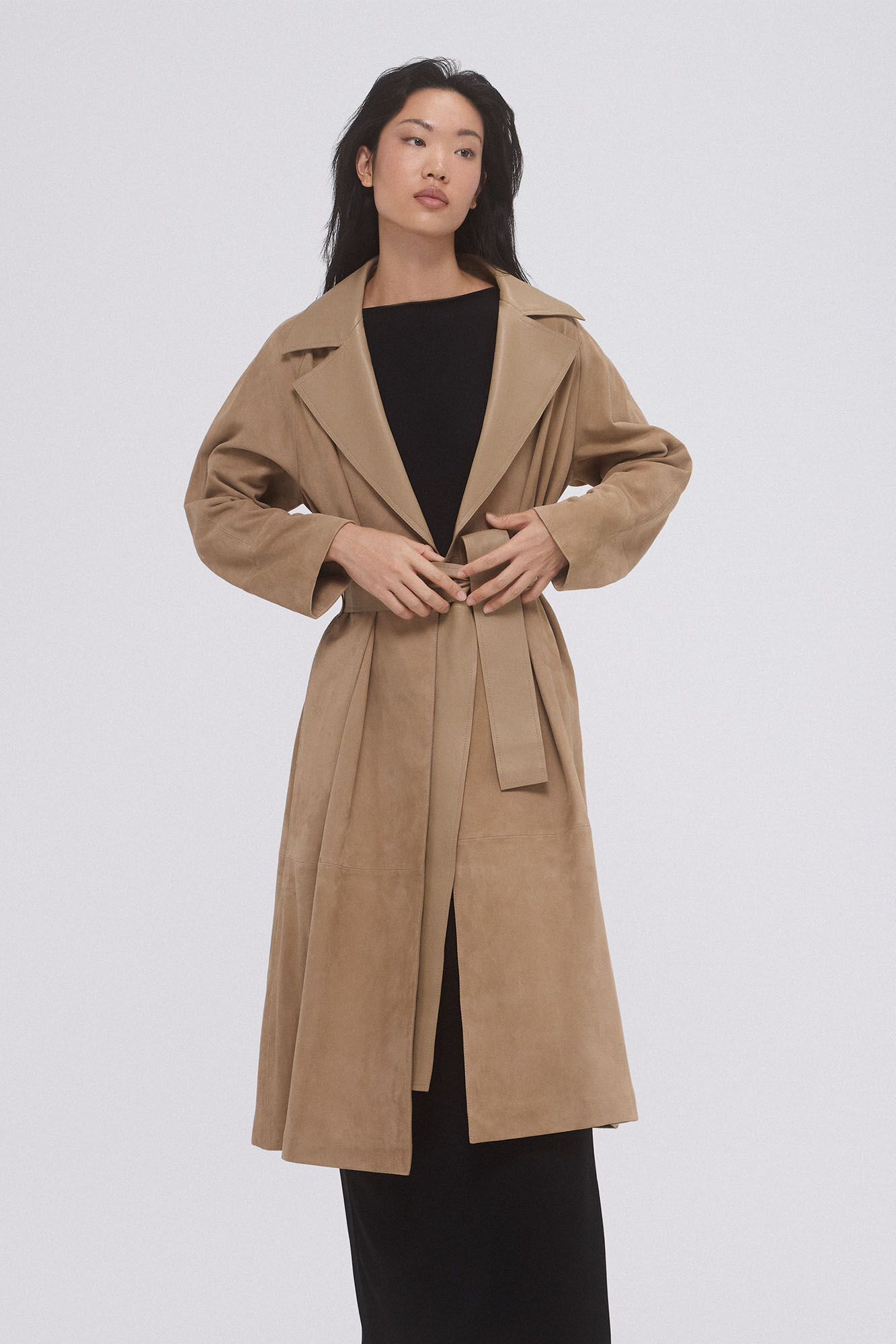 Pedro del Hierro leather trench Brown