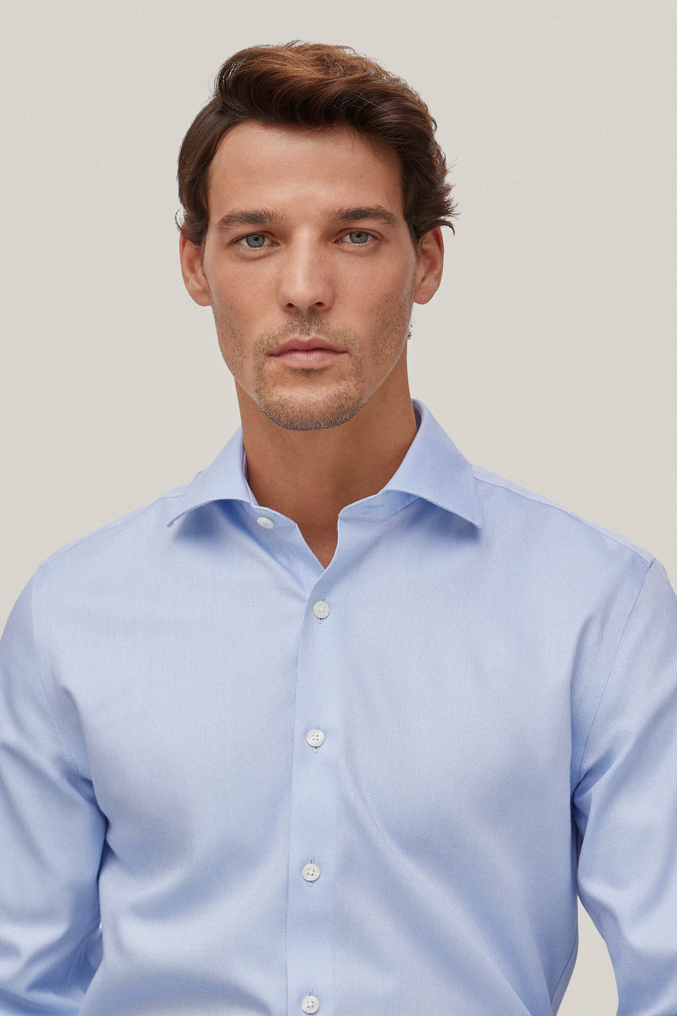 Pedro del Hierro Camisa vestir gemelos estructura lisa non iron + antimanchas Azul