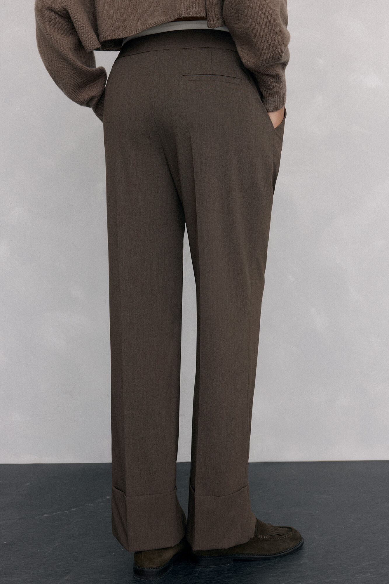 Pedro del Hierro Straight trousers with double waistband Brown