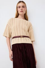 Pedro del Hierro Mini openwork cross-knit jumper Ecru