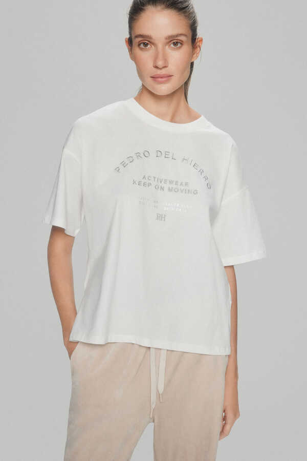Pedro del Hierro camiseta oversize texto Ecru