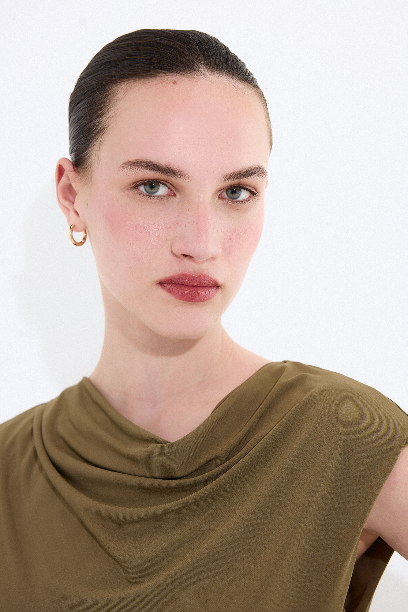 Pedro del Hierro Fitted ruched sleeveless dress Green