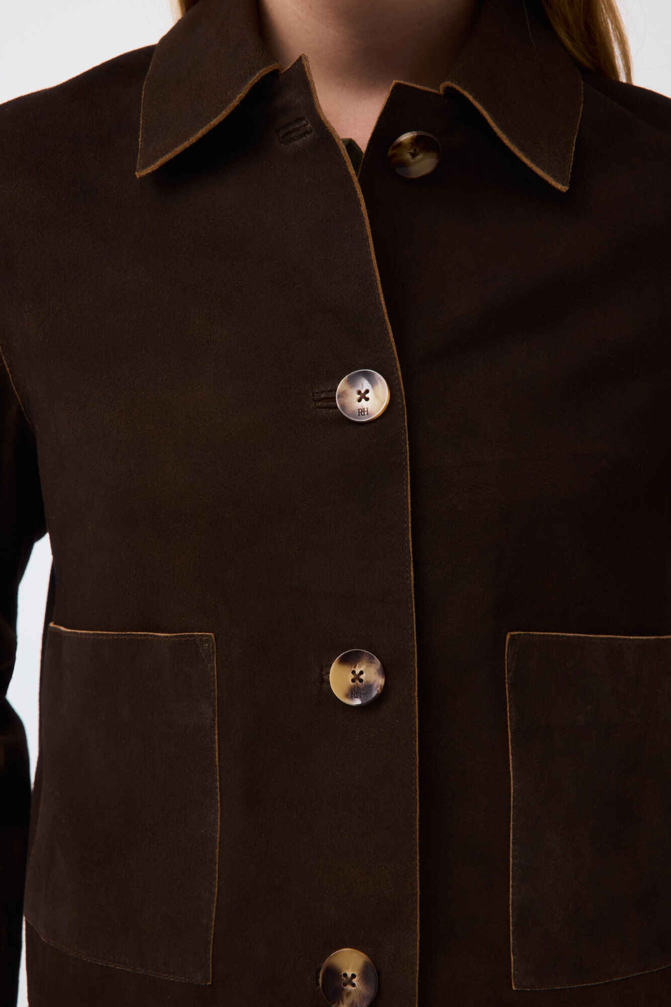 Pedro del Hierro Suede button jacket Brown