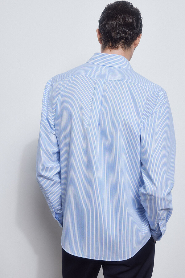 Pedro del Hierro camisa riscas fácil de engomar + anti-odor slim fit Azul