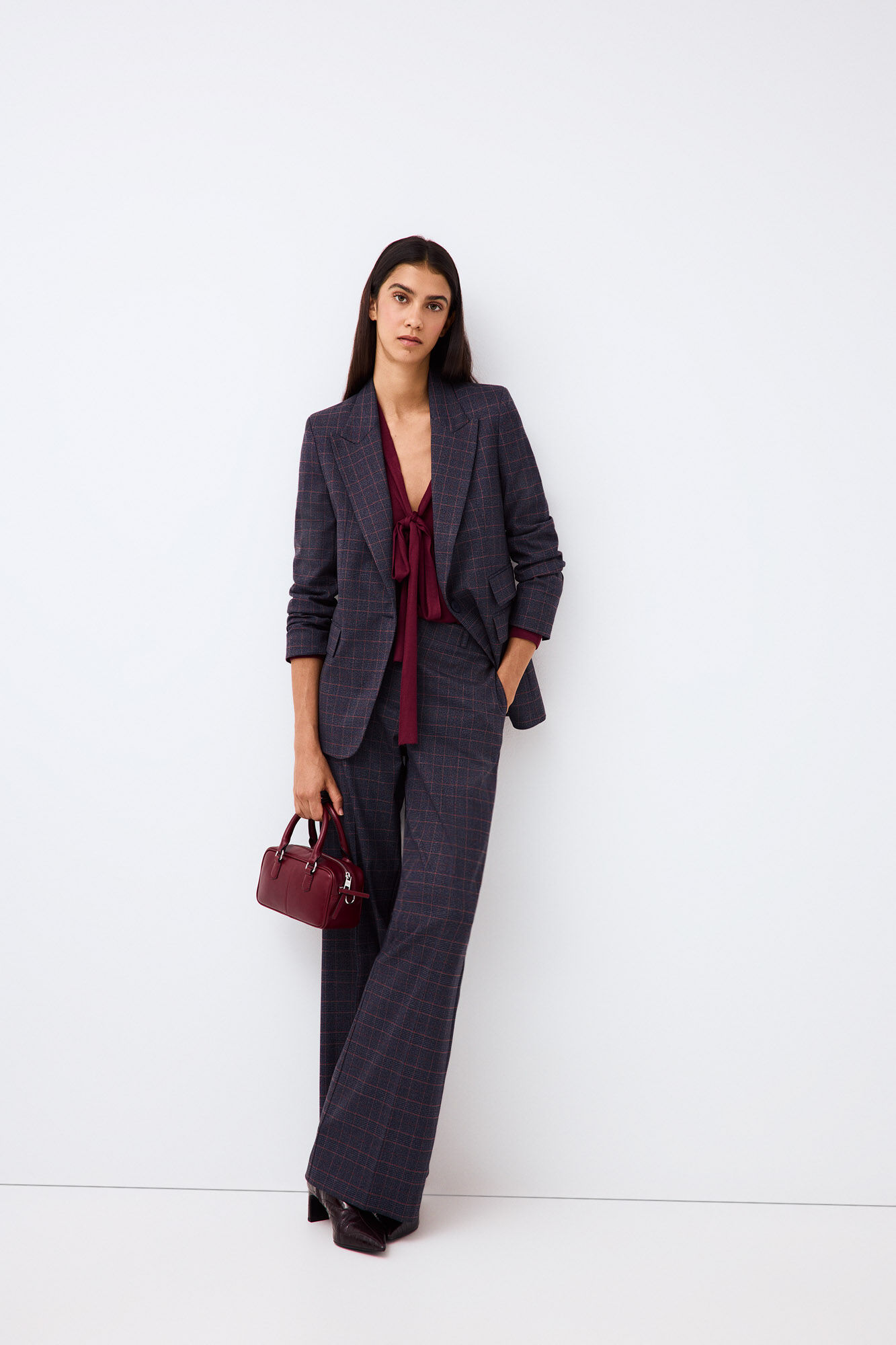 Pedro del Hierro Checked fitted blazer Blue