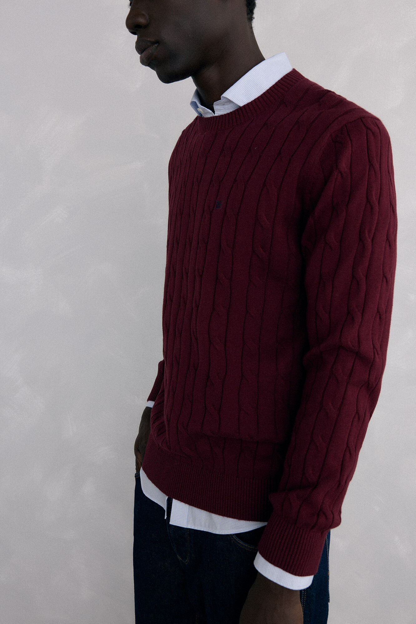 Pedro del Hierro Cotton and cashmere sweater Burgundy
