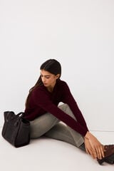Pedro del Hierro Oversize mini cross-knit jumper Burgundy