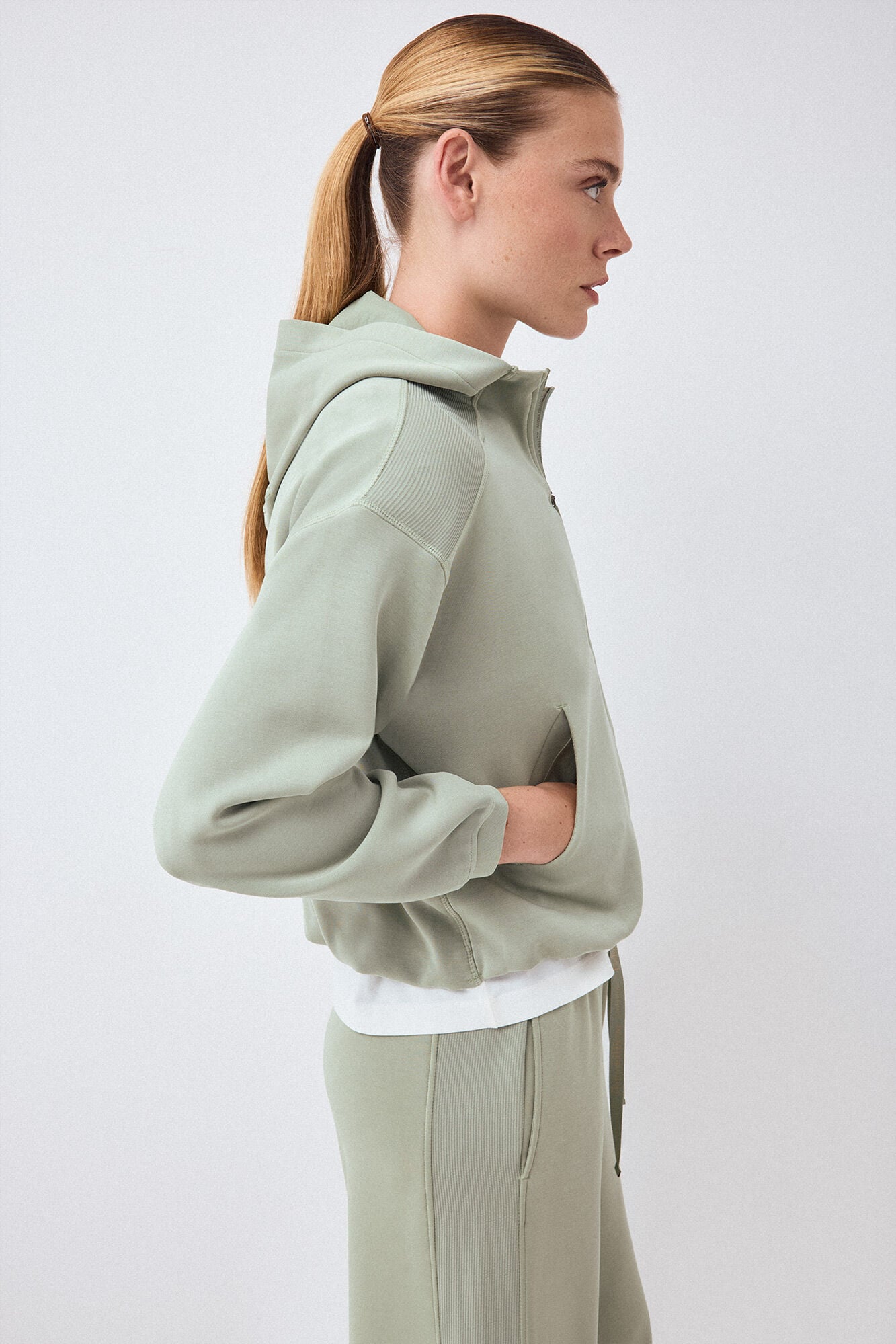 Pedro del Hierro Soft touch hooded sweatshirt Green