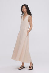 Pedro del Hierro Vestido fluido pespontado Ecru