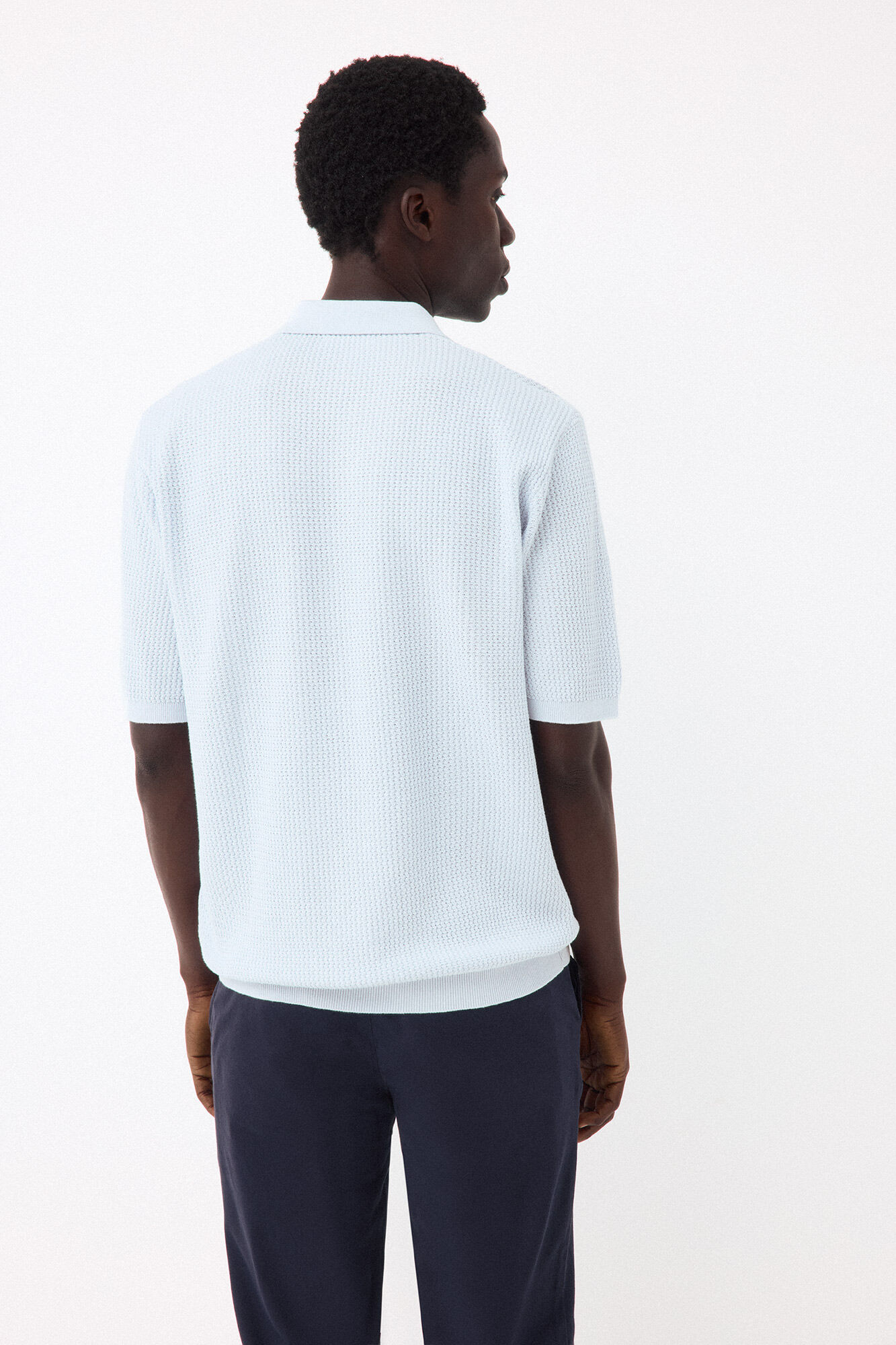 Pedro del Hierro Premium short-sleeved knit polo shirt Blue