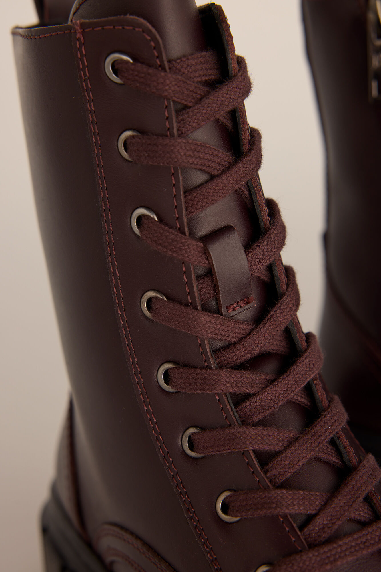 Pedro del Hierro leather combat boot Burgundy