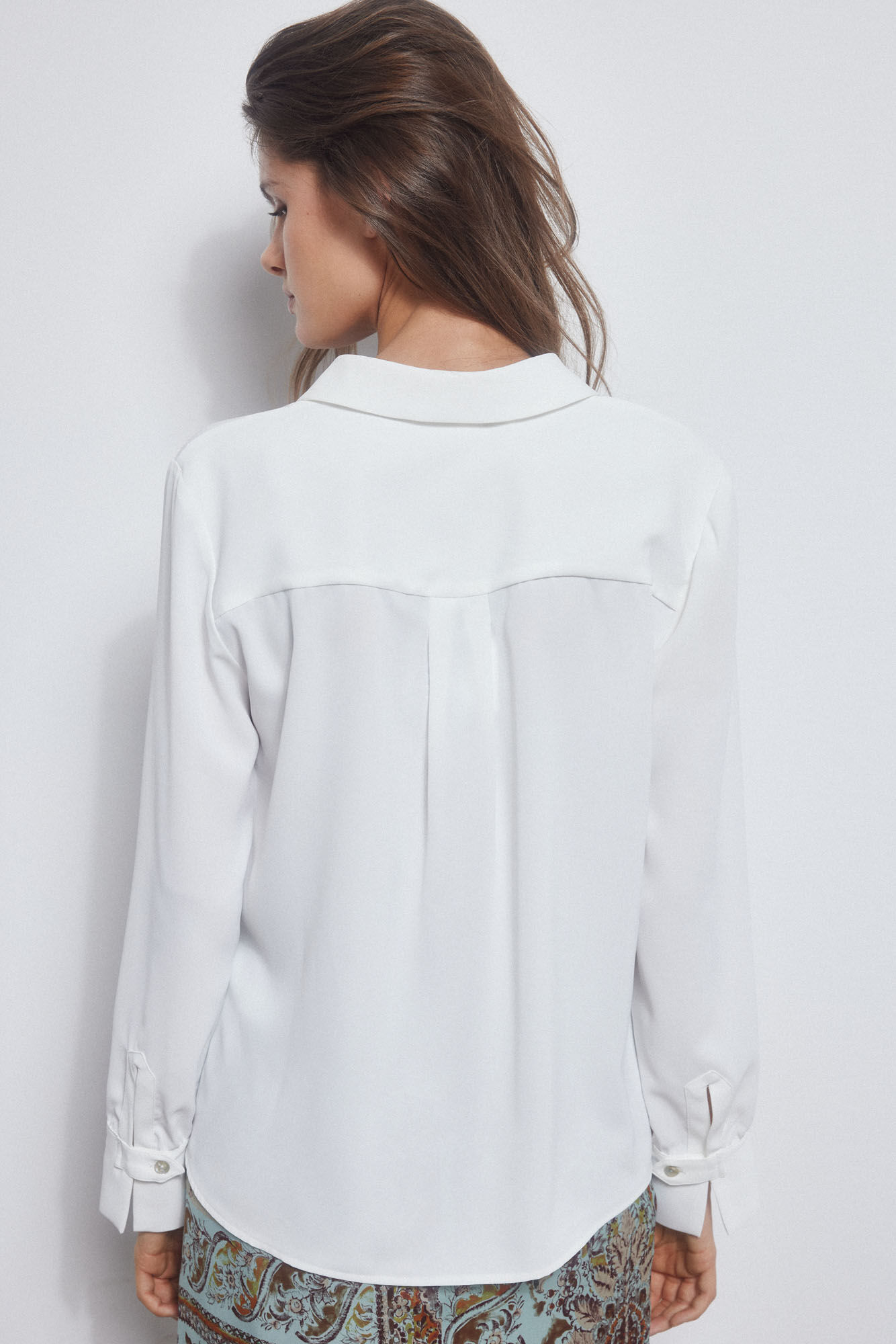 Pedro del Hierro Fluid wrapover shirt Ecru