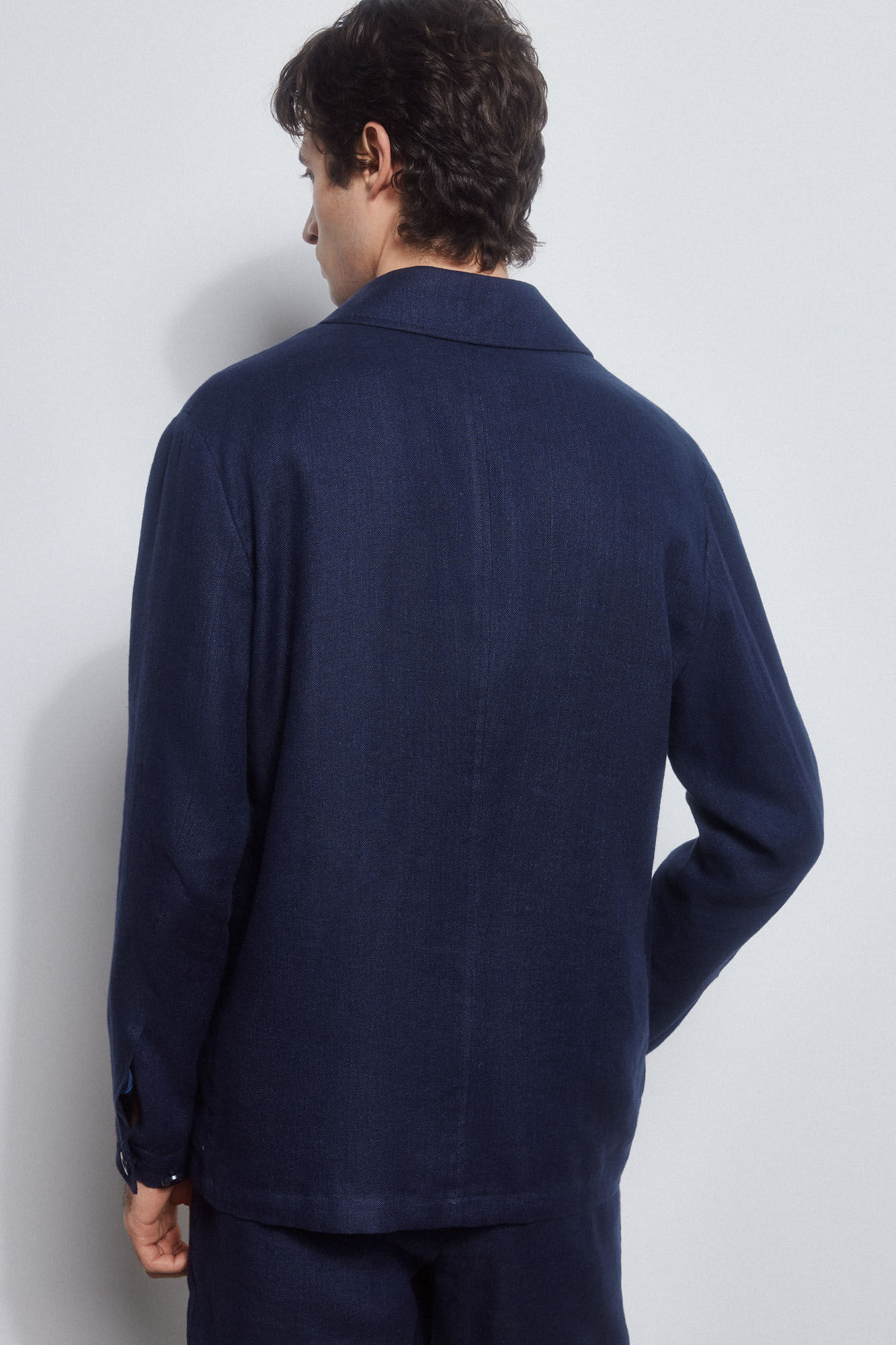 Pedro del Hierro Linen safari jacket Blue