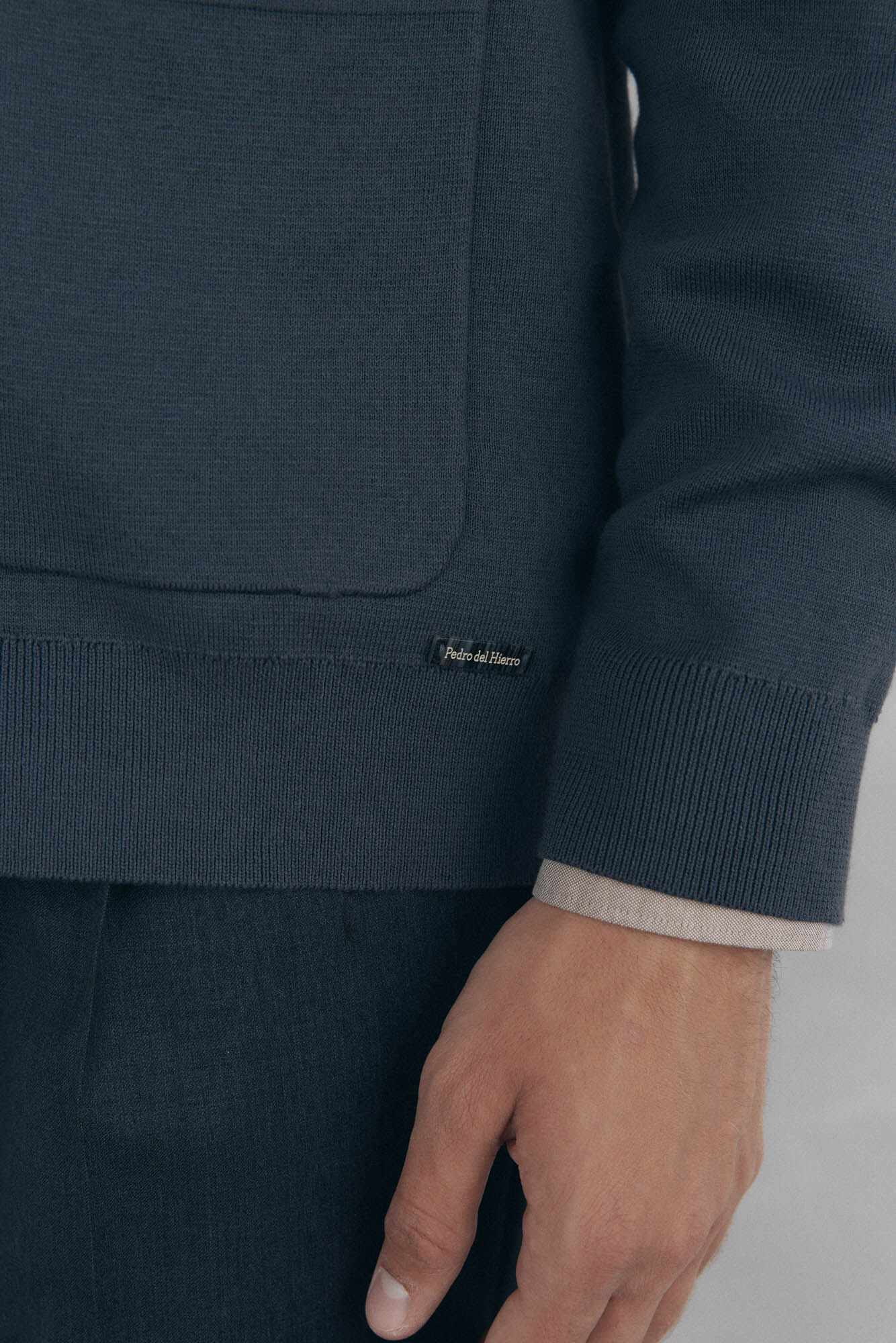 Pedro del Hierro malha de malha de algod&atilde;o com gola polo e bot&otilde;es Cizento