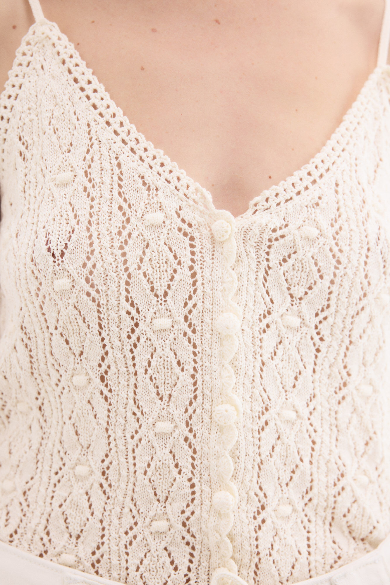 Pedro del Hierro Openwork knit vest top Ecru
