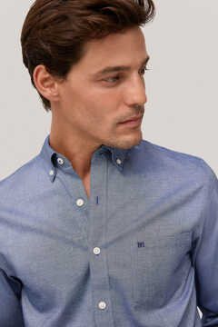 Pedro del Hierro Plain non-iron stain-resistant oxford shirt Blue