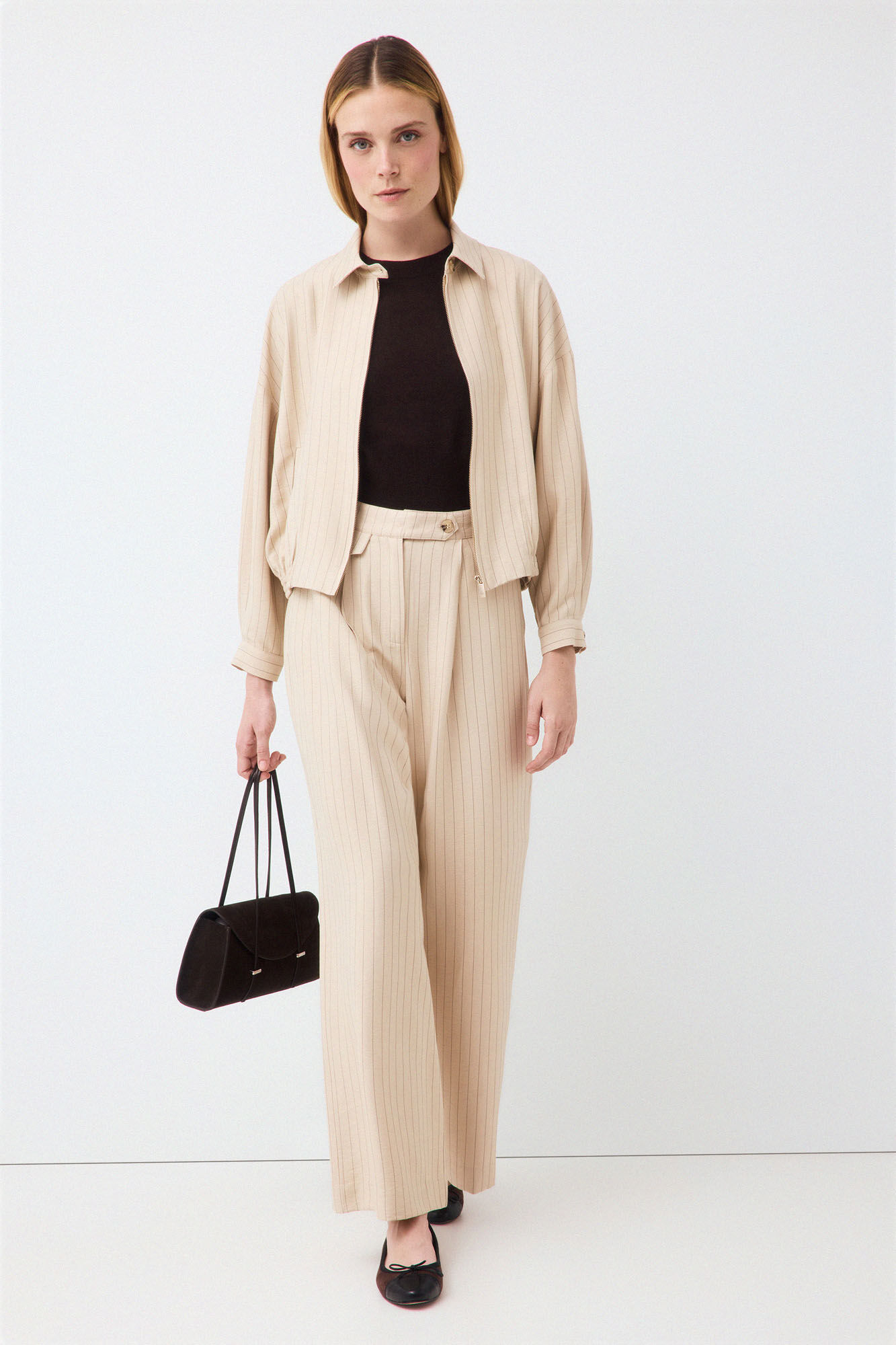 Pedro del Hierro Striped bomber Ecru