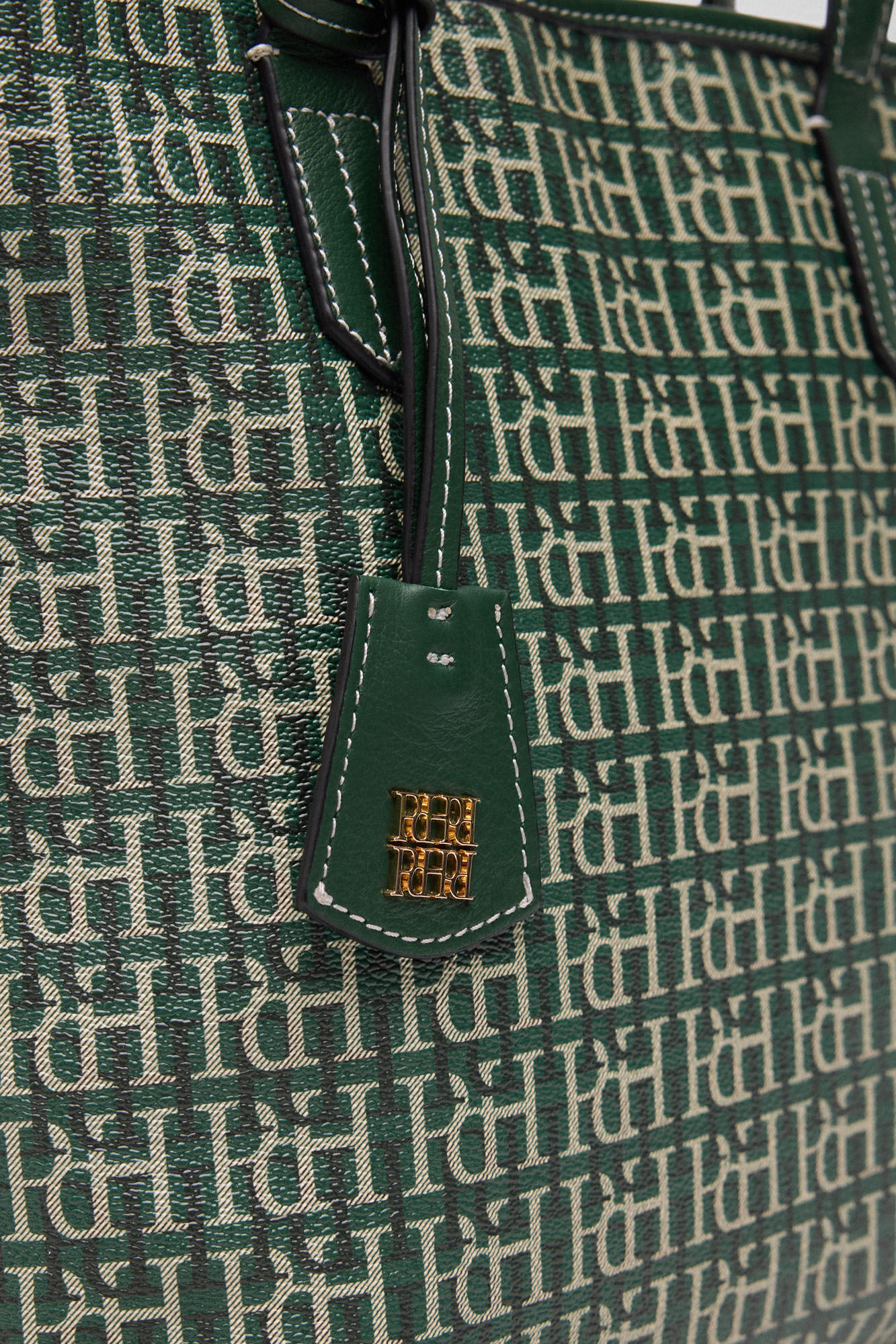 Pedro del Hierro Mini tote logo y piel Verde