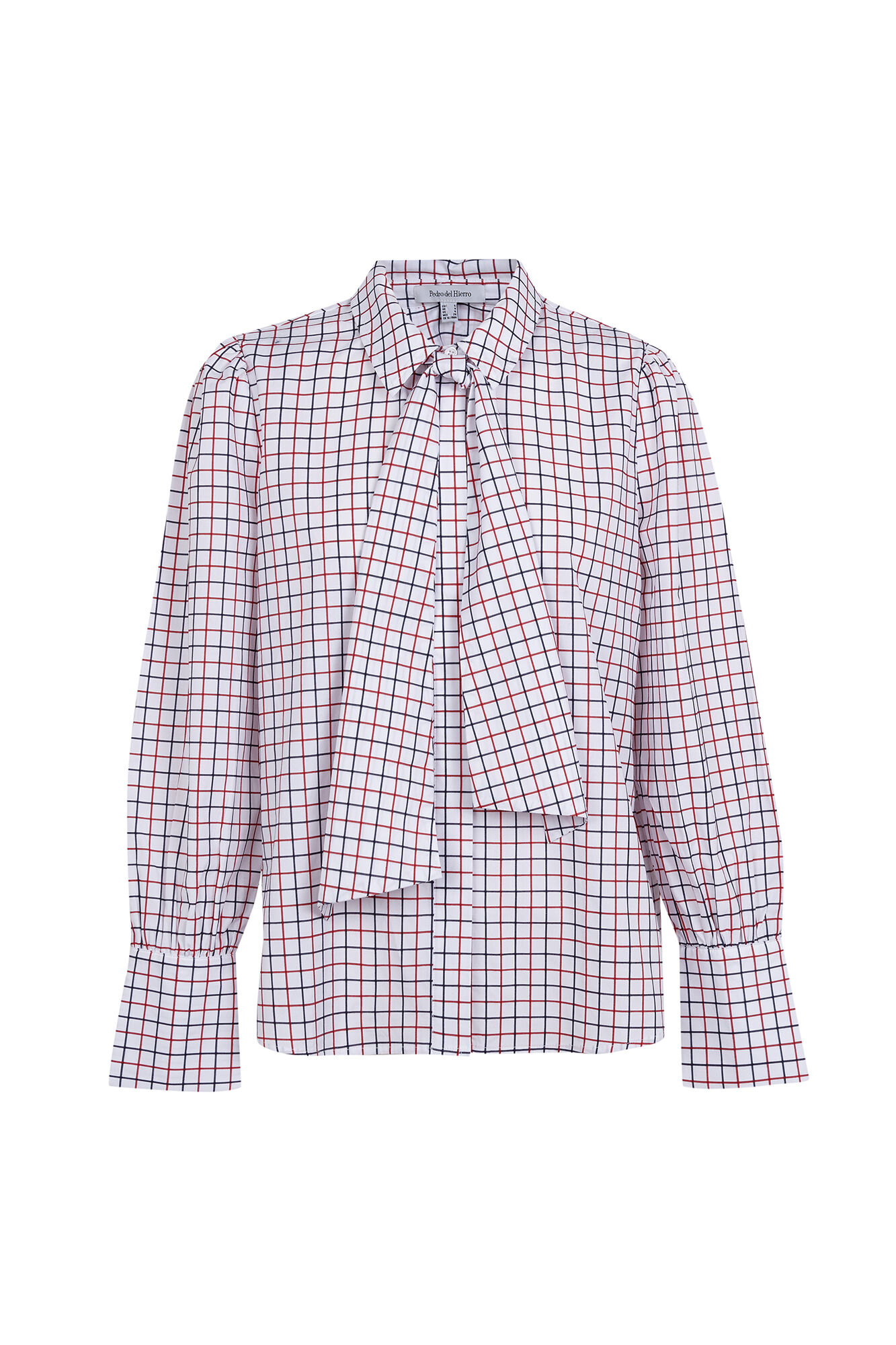Pedro del Hierro Plaid tie blouse Red