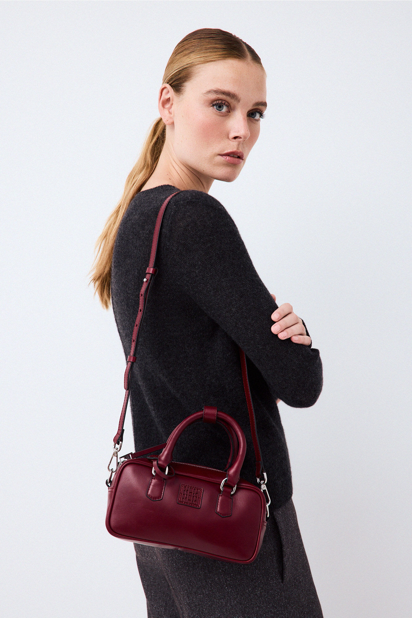 Pedro del Hierro Leather mini bowling bag