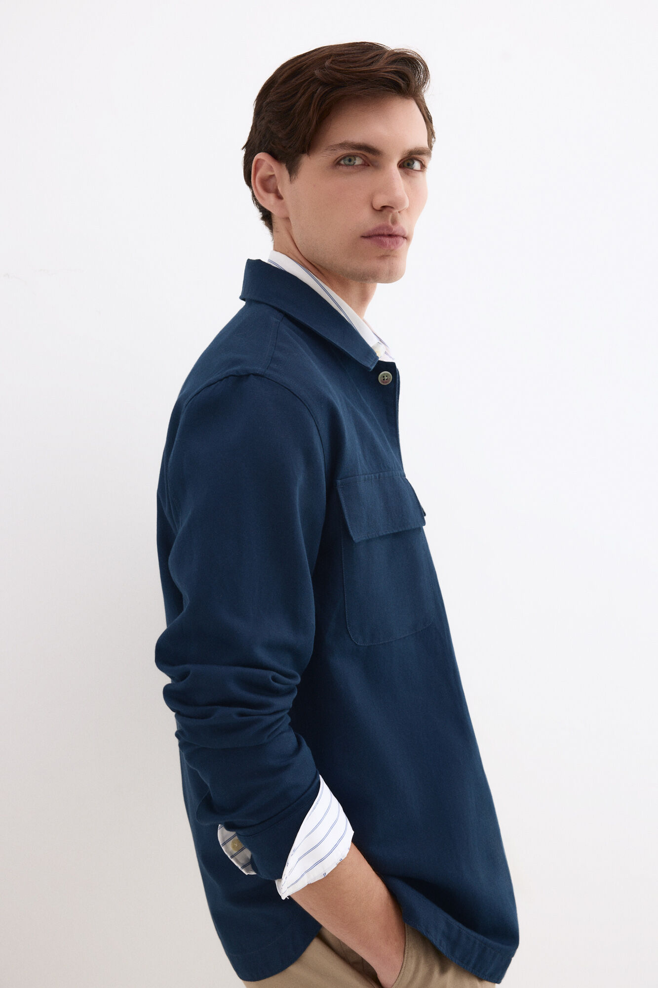 Pedro del Hierro Cotton linen plain overshirt