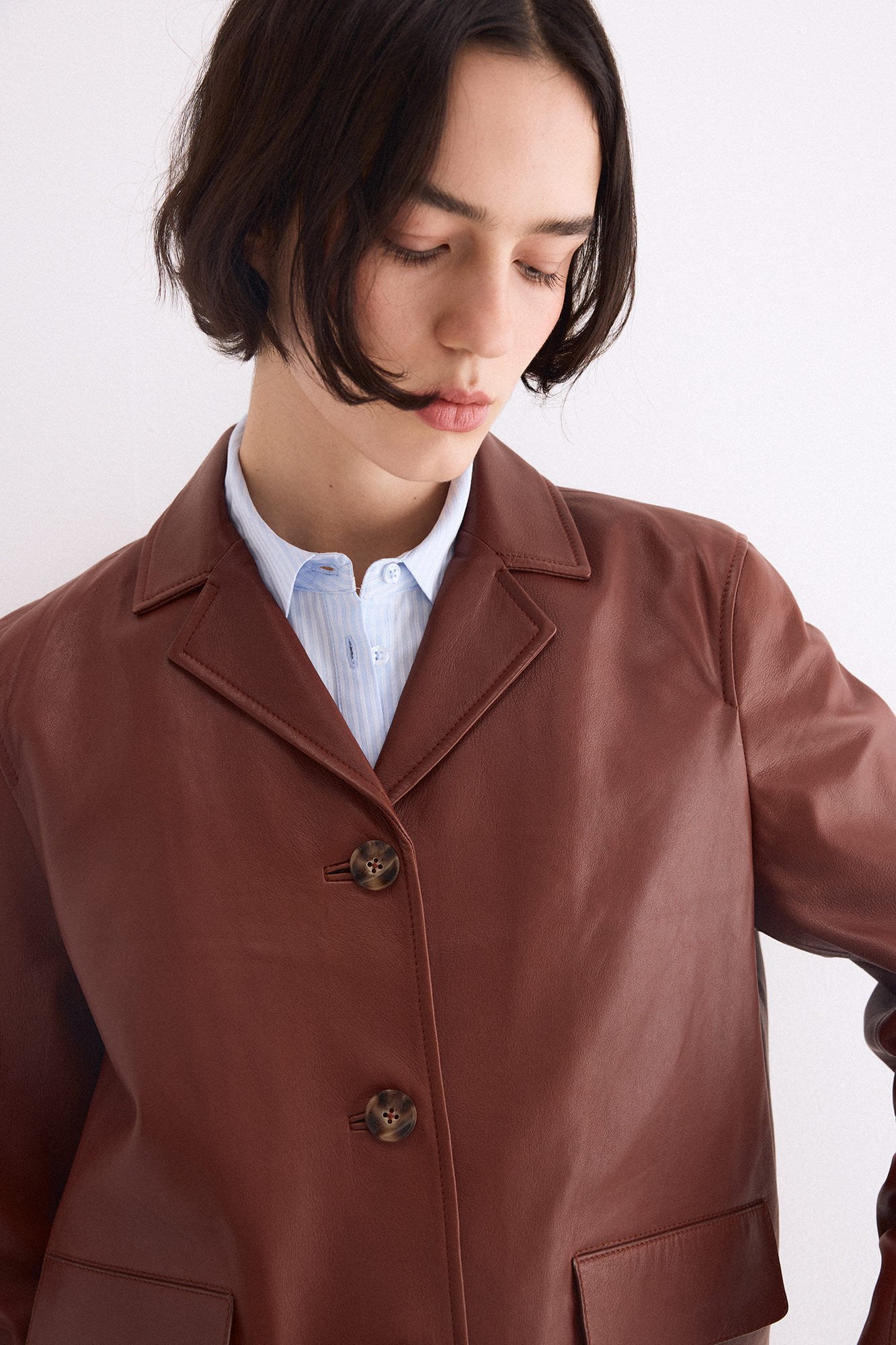 Pedro del Hierro Nappa leather lapel jacket