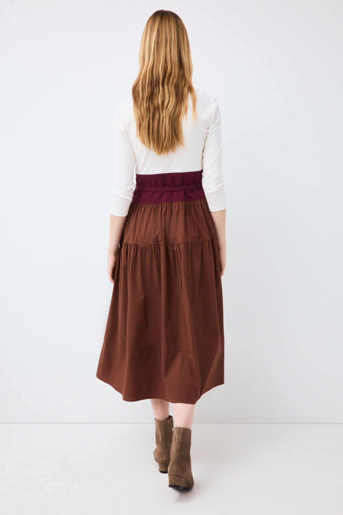 Pedro del Hierro Vestido combinado manga tr&ecirc;s quartos Marrom
