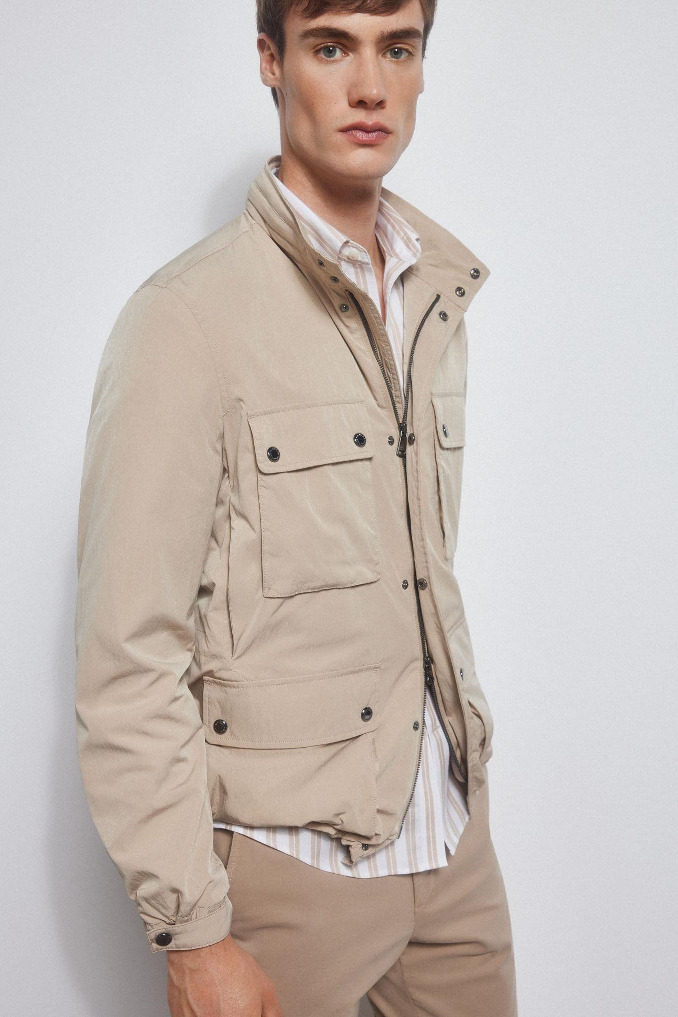 Pedro del Hierro Technical four-pocket jacket Beige