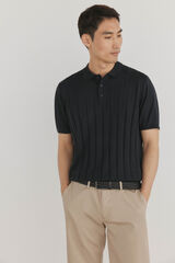 Pedro del Hierro Premium short sleeve polo shirt shirt with vertical structure Black