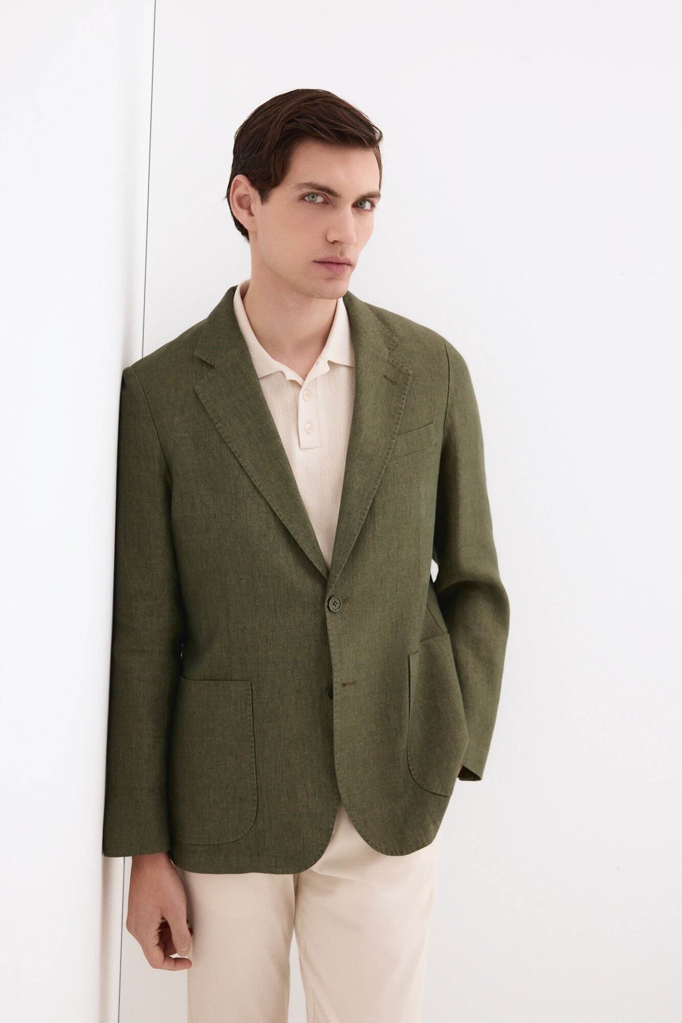 Pedro del Hierro Blazer espiga em linho Verde