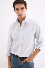 Pedro del Hierro Oxford non-iron plaid shirt Blue