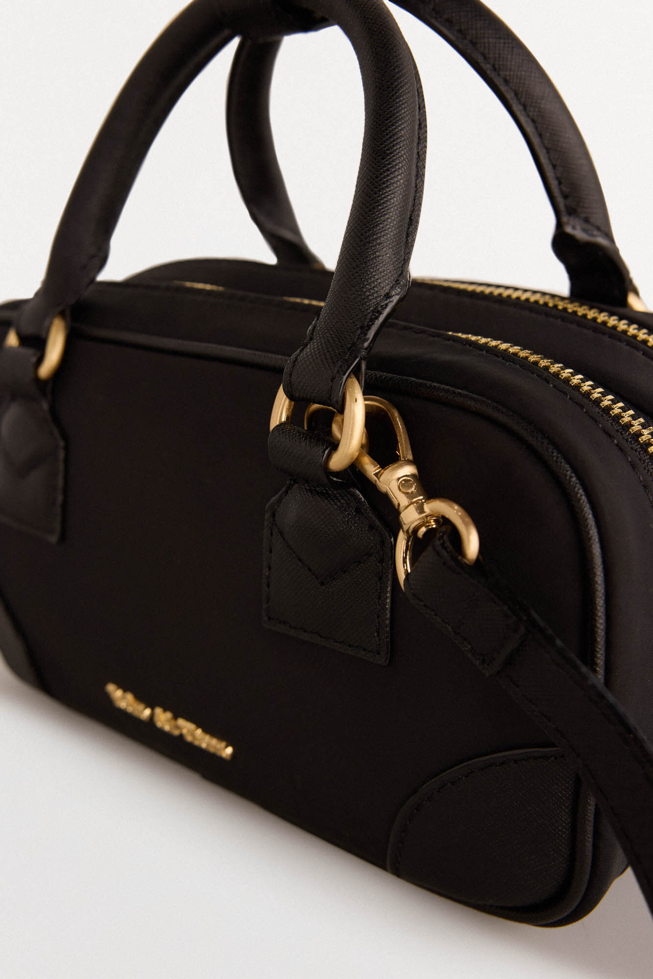 Pedro del Hierro Nylon crossbody bag with zippers Black