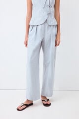 Pedro del Hierro Striped straight trousers Blue
