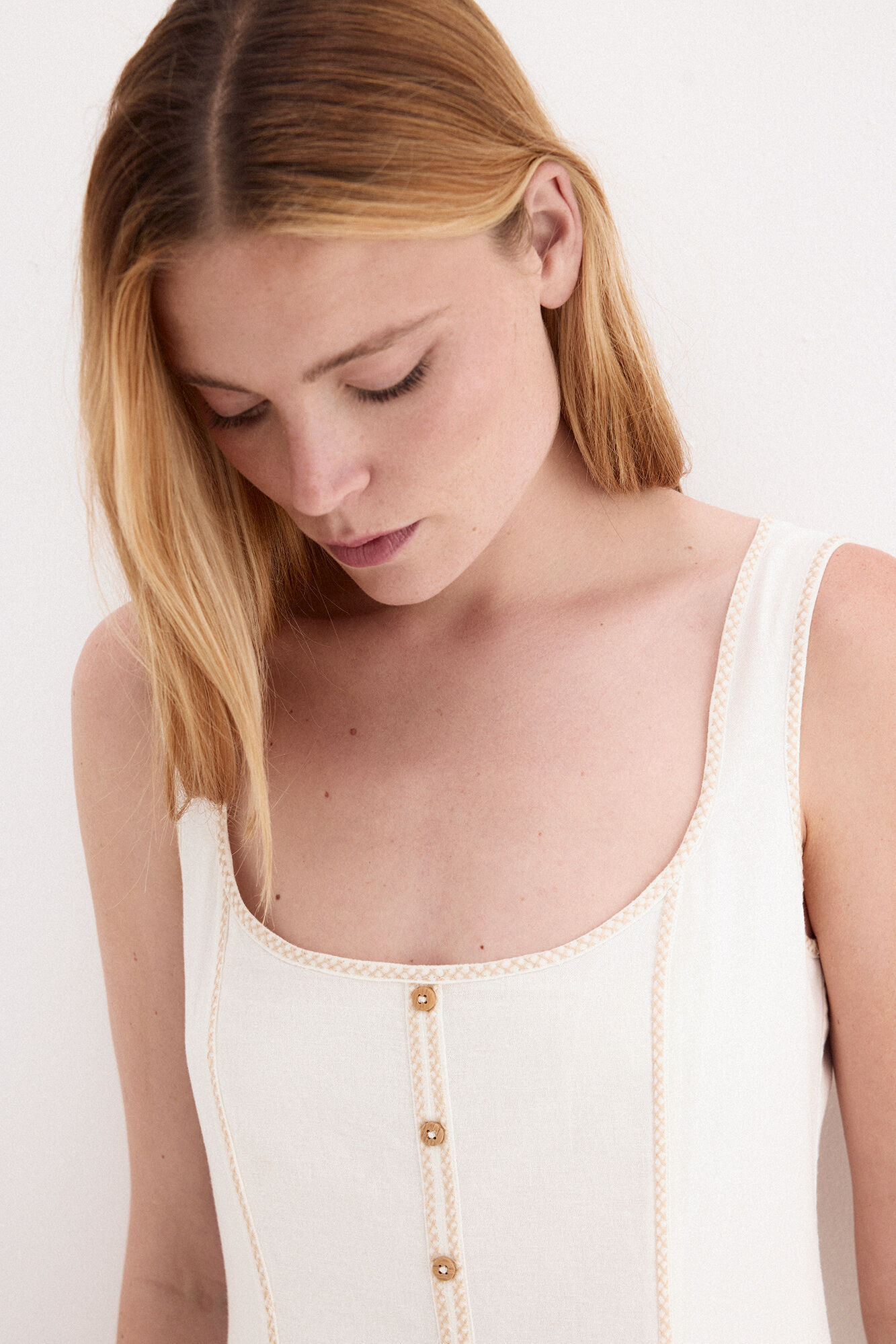 Pedro del Hierro Vestido sin mangas detalle botones Blanco