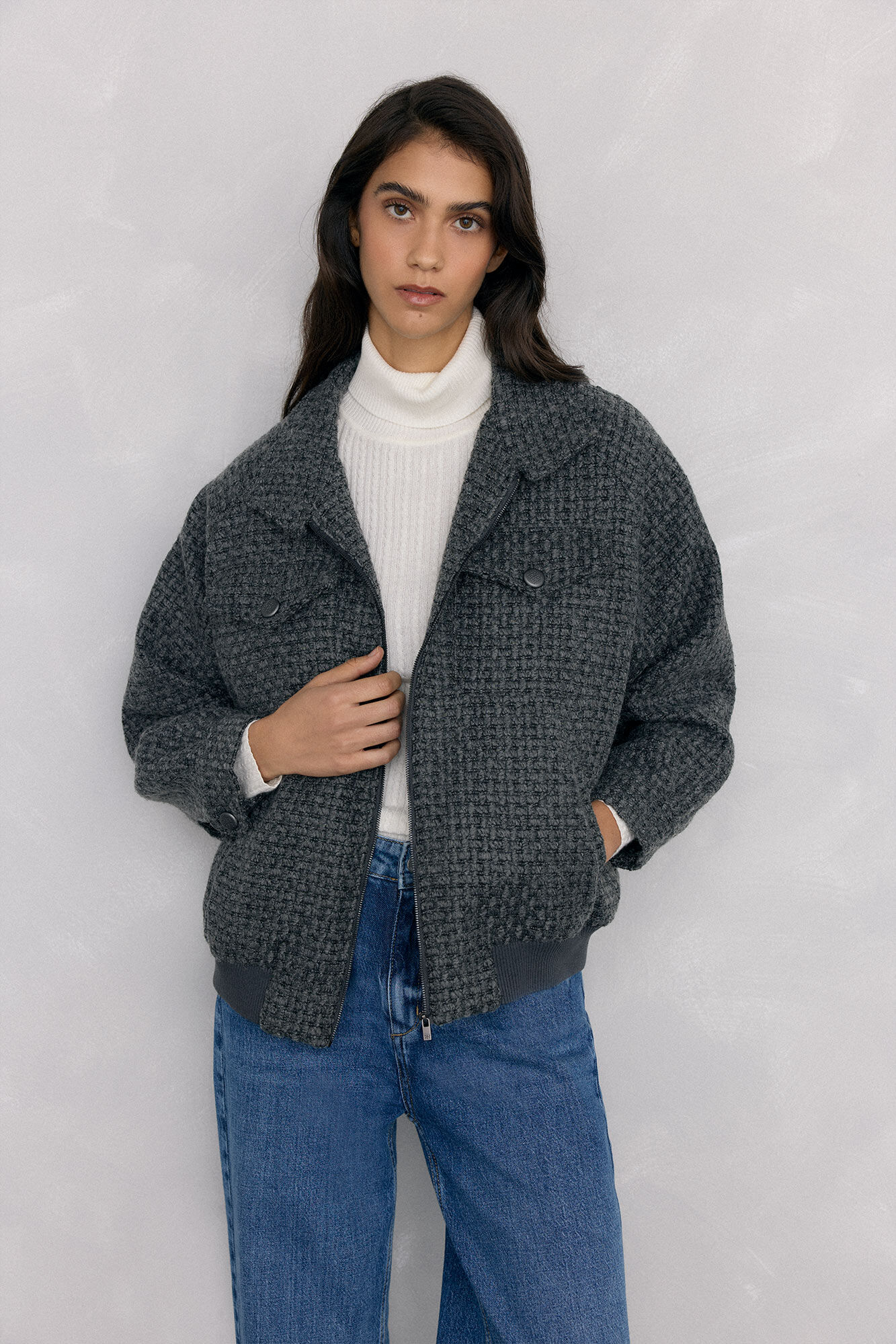 Pedro del Hierro Gray zip fastening -up jacket