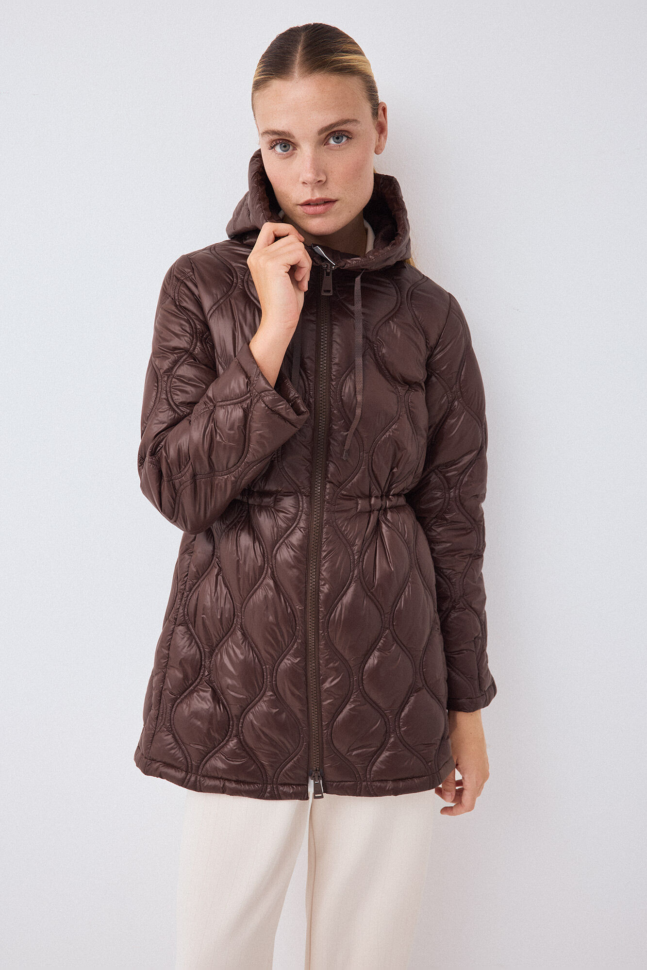 Pedro del Hierro Puffer parka with hood Brown