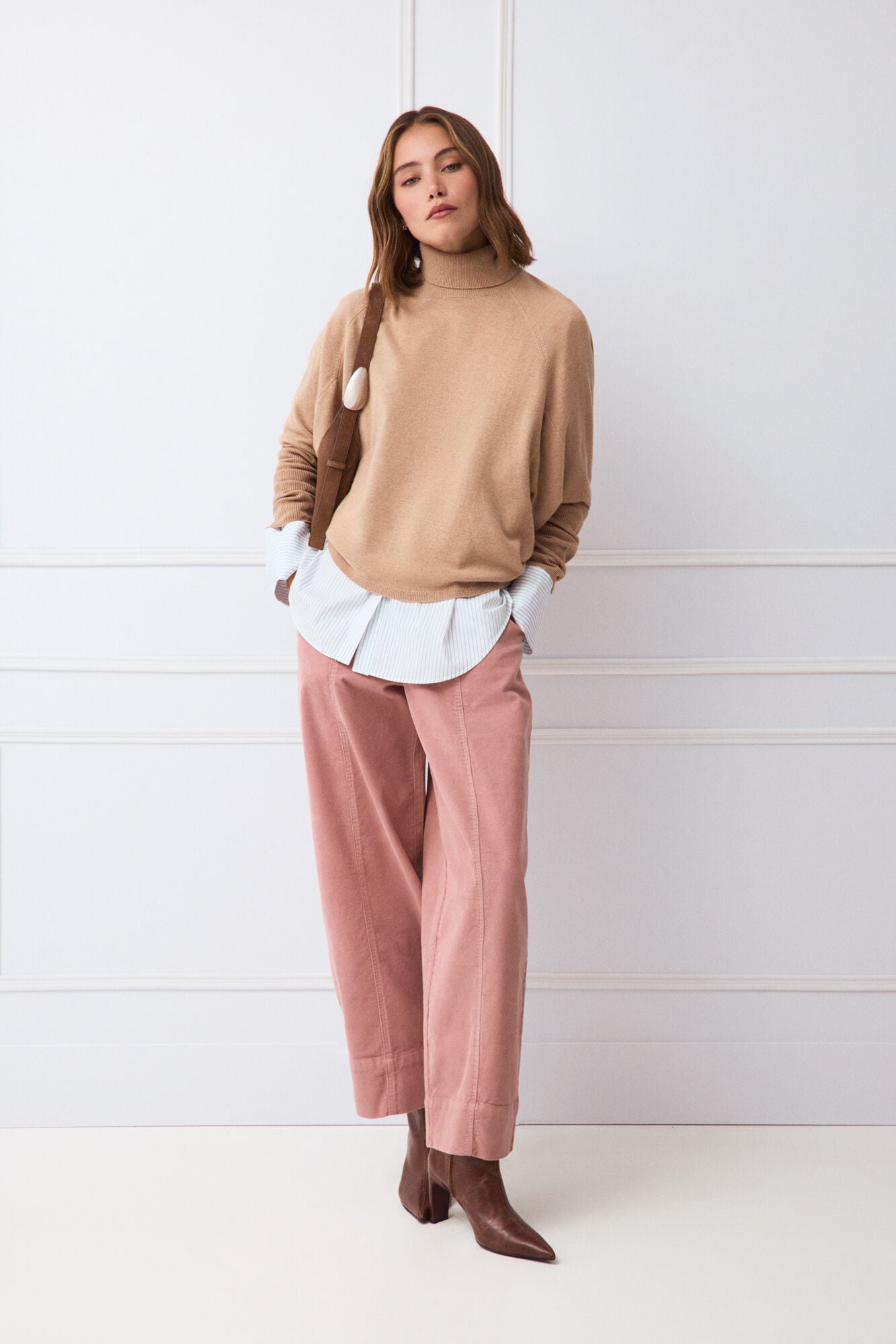 TFP by Tamara Falc&oacute; Oversize funnel neck jumper Brown