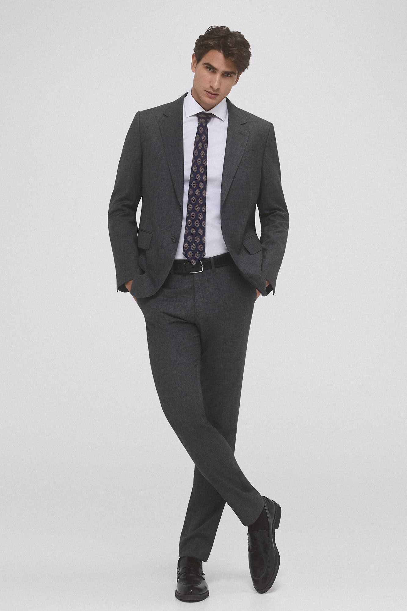 Pedro del Hierro Non-iron, stain-resistant plain tailored fit dress shirt White