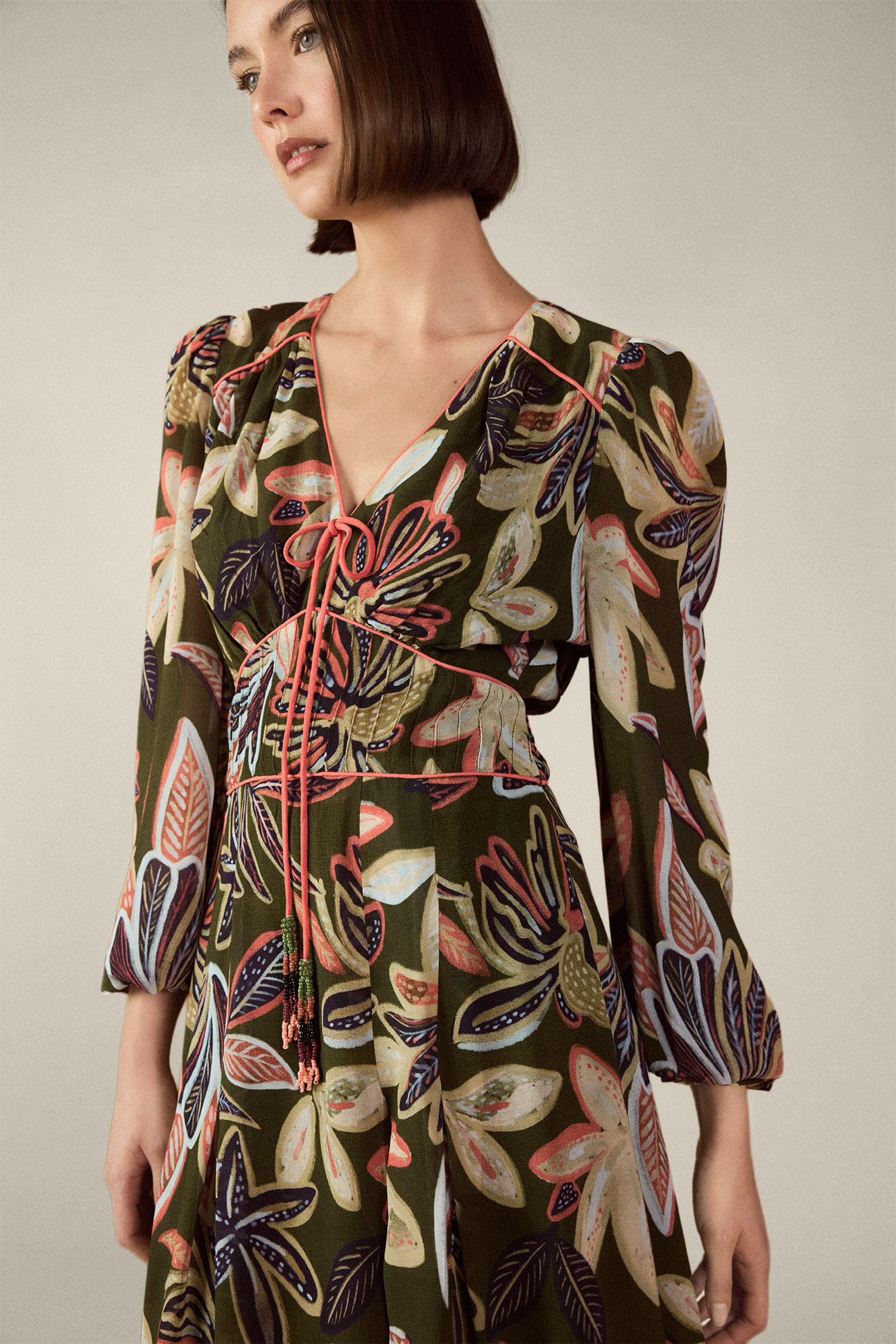 TFP by Tamara Falc&oacute; Vestido estampado con cenefa Morado