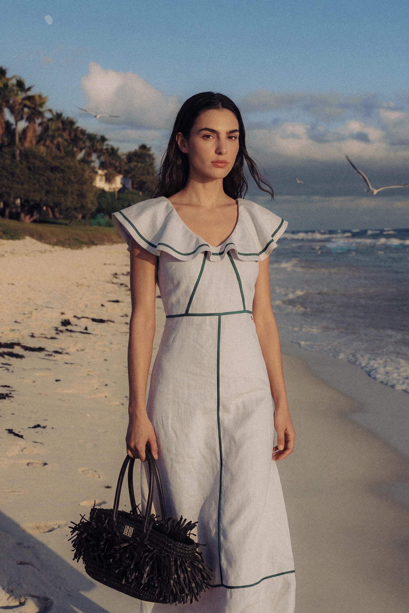 Pedro del Hierro Vestido lino detalle contrastes