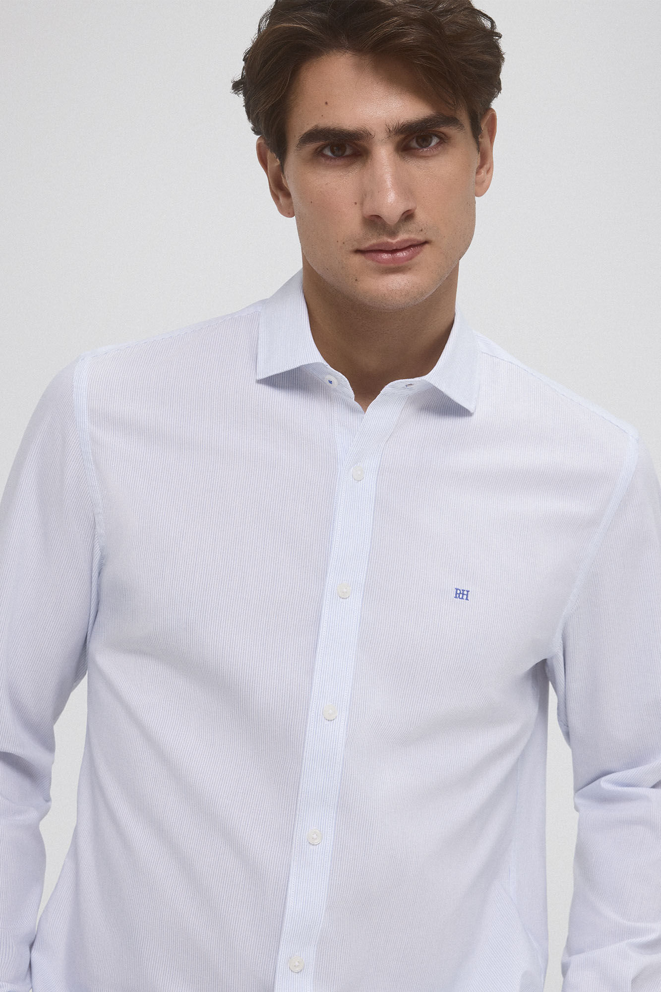 Pedro del Hierro Wrinkle free striped shirt White