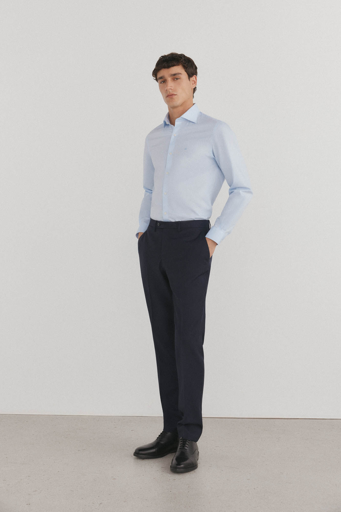 Pedro del Hierro Camisa vestir lisa non iron + antimanchas Azul
