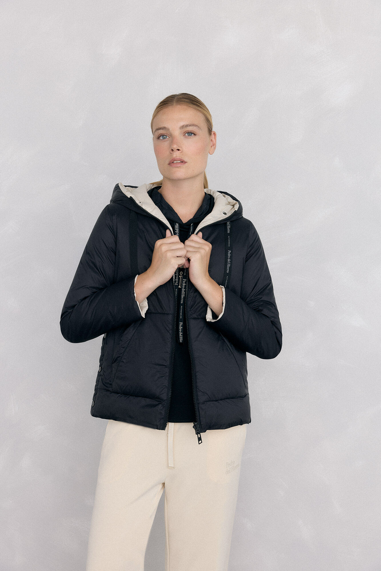 Pedro del Hierro Reversible hooded parka Black