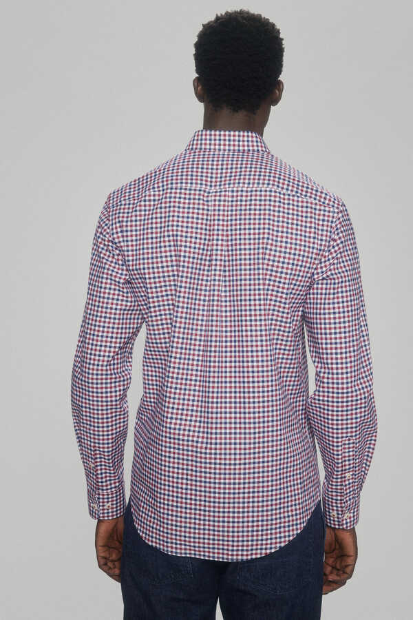 Pedro del Hierro Checked non-iron + stain-resistant shirt Burgundy