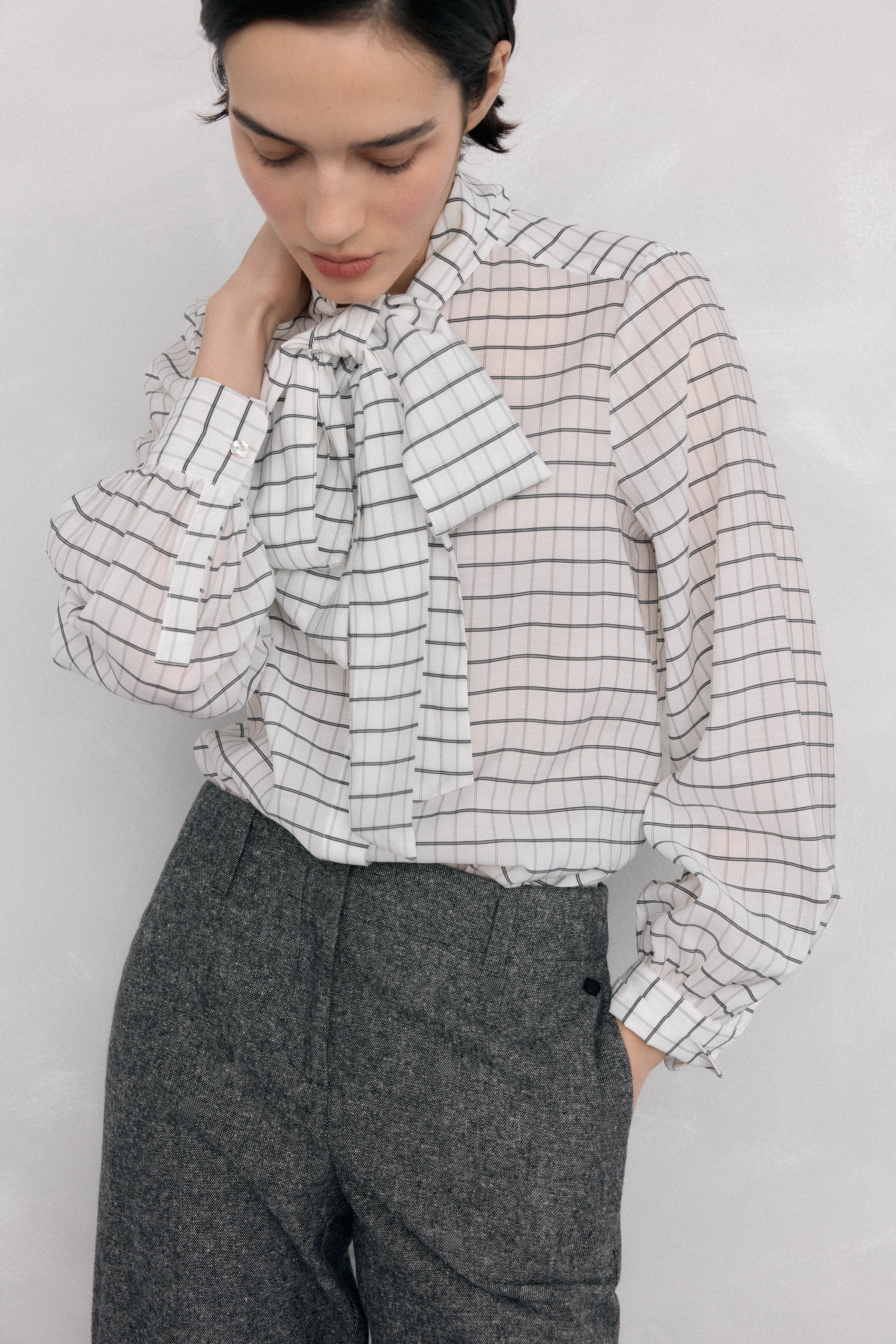 Pedro del Hierro Plaid shirt with bow