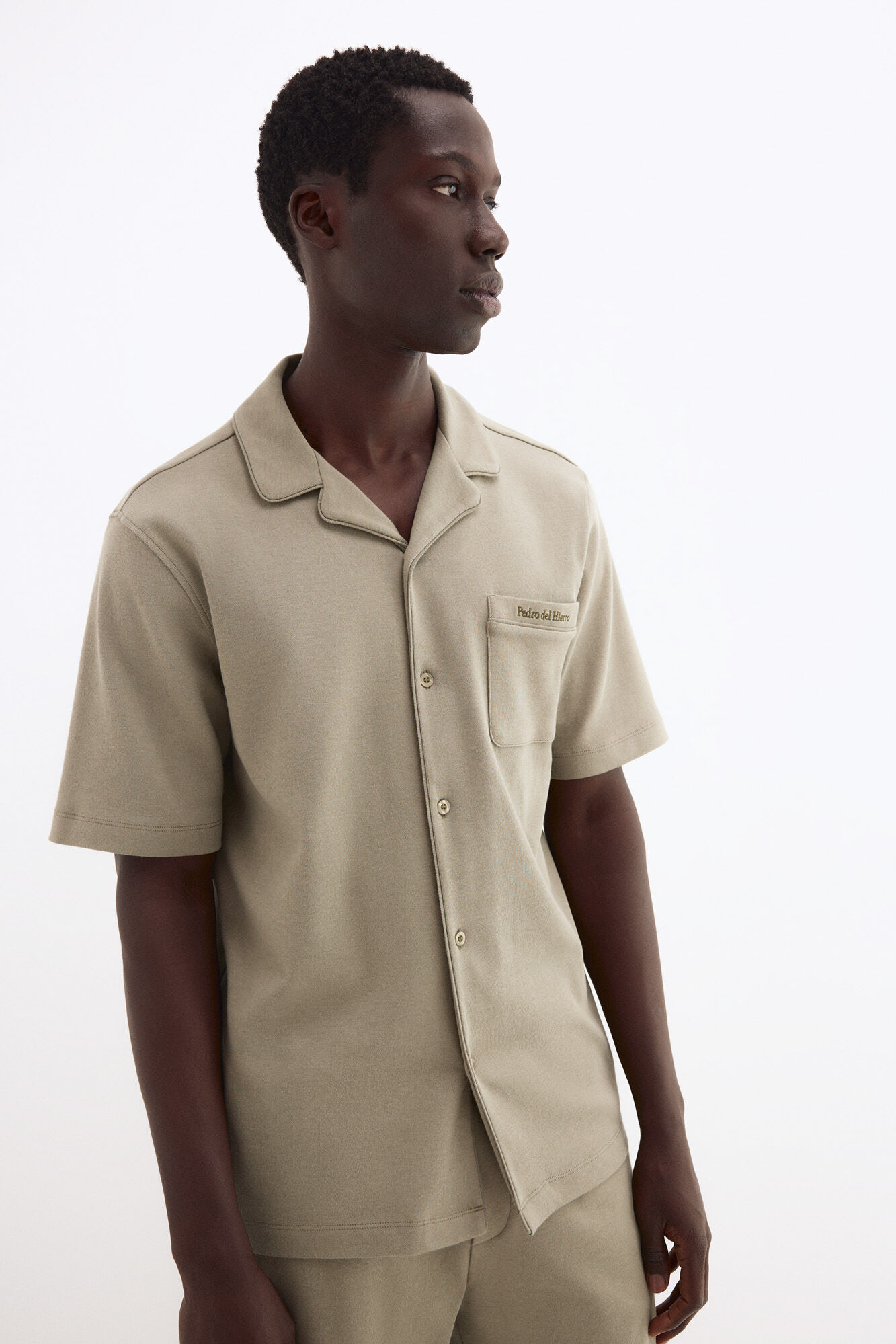 Pedro del Hierro Camisa de pijama de manga curta em algod&atilde;o espanhol